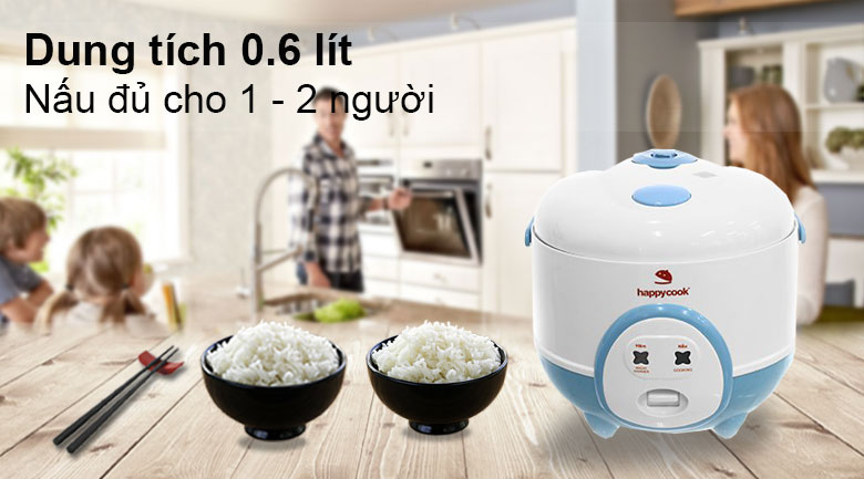 Nồi cơm điện Happycook 0.6 lít HC-060 Xanh