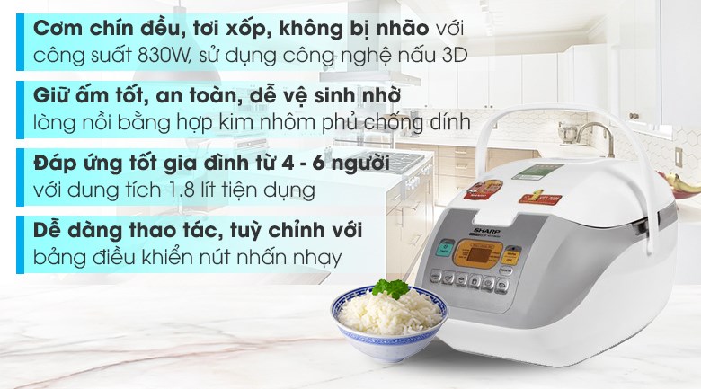 Nồi cơm điện tử Sharp 1.8 lít KS-COM18V