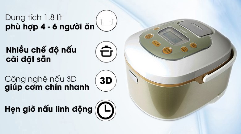Nồi cơm điện tử Sharp 1.8 lít KS-TH18-GL