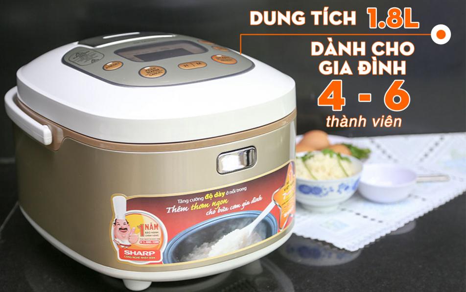 Nồi cơm điện tử Sharp 1.8 lít KS-TH18 kiểu dáng sang trọng