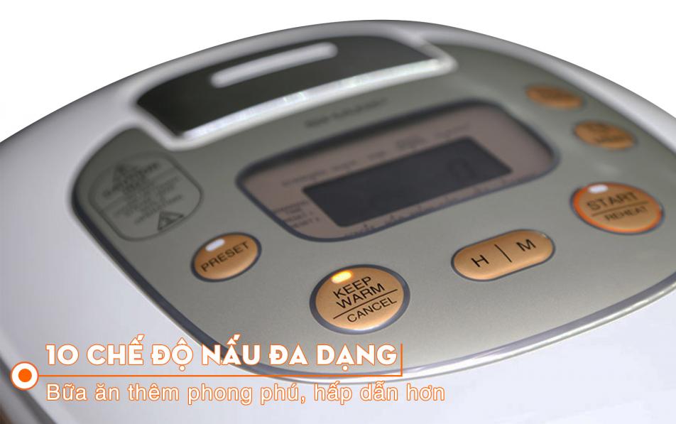 Nồi cơm điện tử Sharp 1.8 lít KS-TH18 10 chế độ nấu