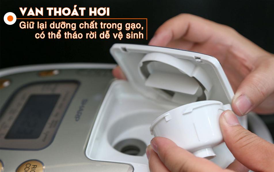 Nồi cơm điện tử Sharp 1.8 lít KS-TH18 van thoát hơi nước