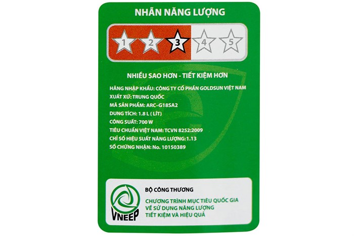 Nồi cơm điện Goldsun 1.8 lít ARC-G18SA2 Màu Xám