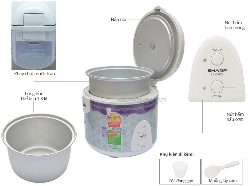 Nồi cơm điện SHARP KS-19EV 1.8 lít