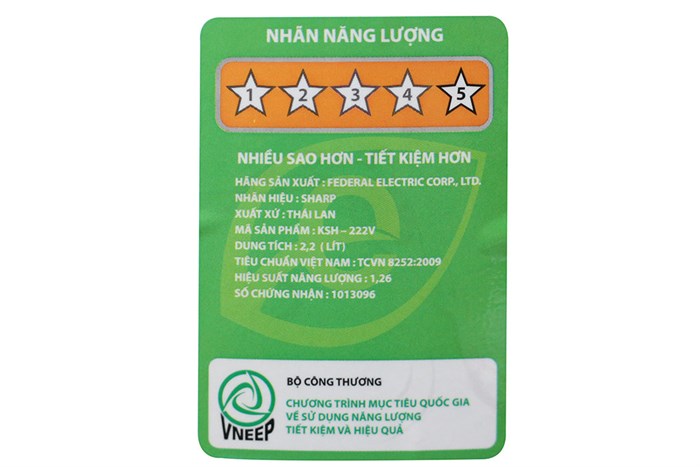 Nồi cơm điện Sharp 2.2 lít KSH-222V Màu Trắng