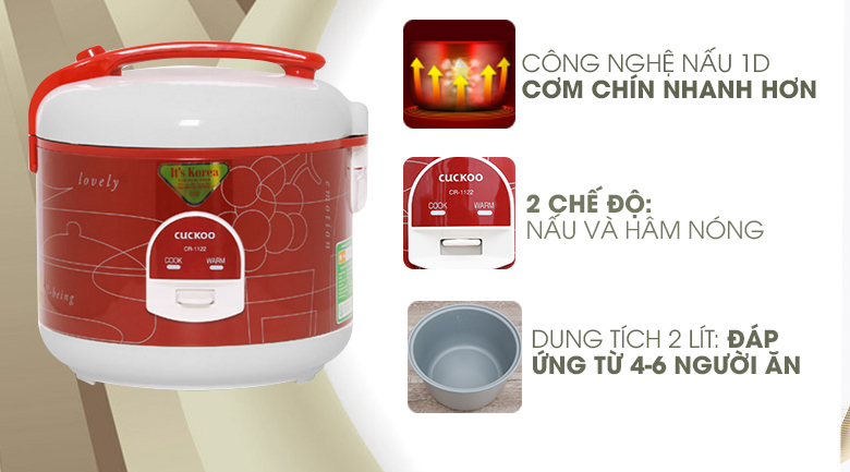 Nồi cơm nắp gài Cuckoo 2 lít CR-1122 - 2
