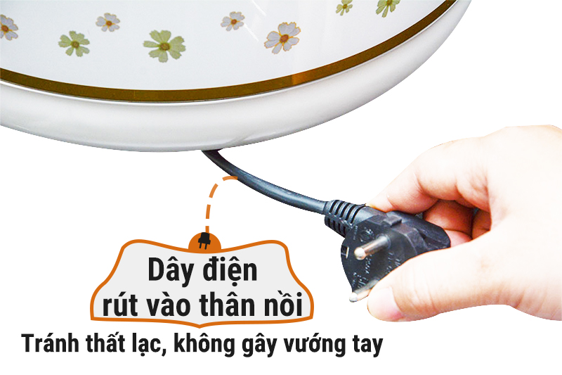 Nồi cơm điện nắp gài Happycook 3.0L HC-300 dây điện rút vào thân