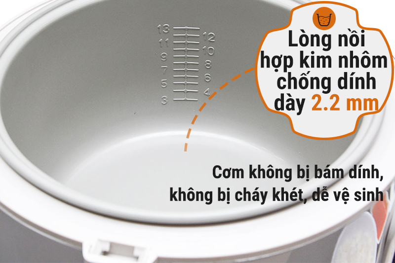 Nồi cơm điện nắp gài Happycook 3.0L HC-300 long hợp kim nhôm