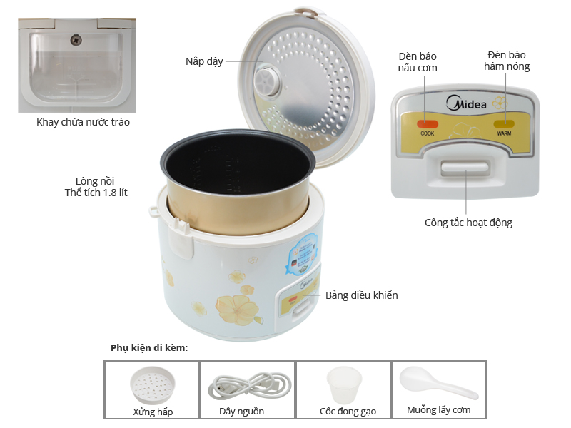 Nồi cơm điện Midea CM18SS 1.8 l&iacute;t