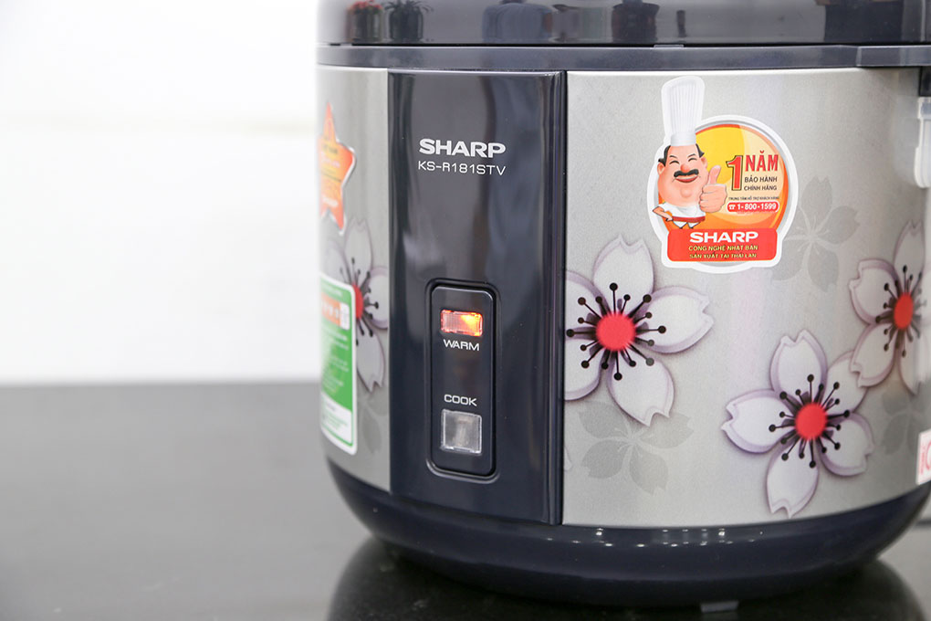 Nồi cơm điện Sharp 1.8 lít KS-R181STV Màu Đen - Xám