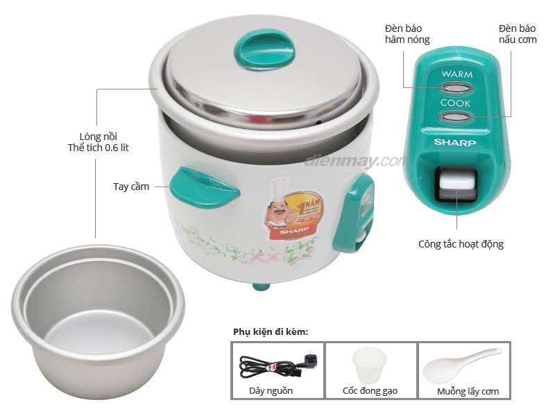 Nồi cơm điện Sharp KSH-206V 0.6 lít