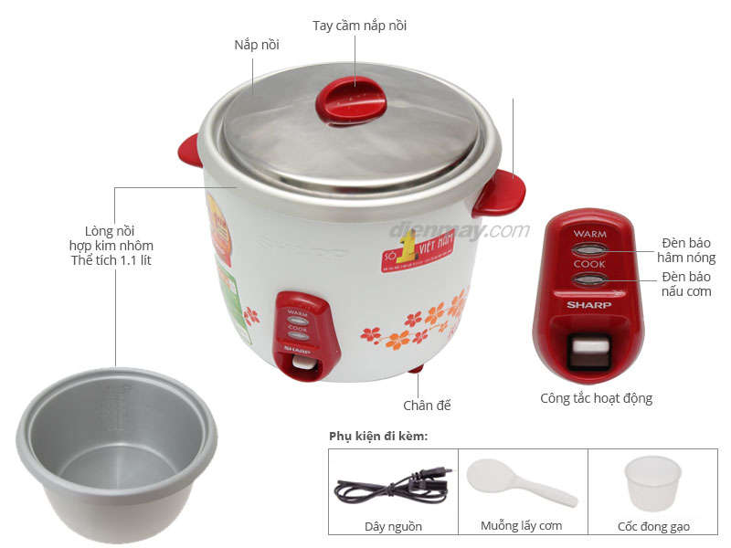 Nồi cơm điện Sharp 1.1 lít KSH-311V