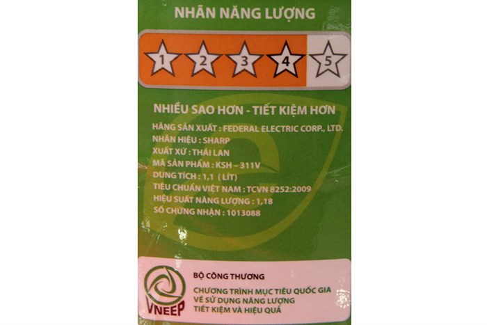 Nồi cơm điện Sharp 1.1 lít KSH-311V Màu Trắng