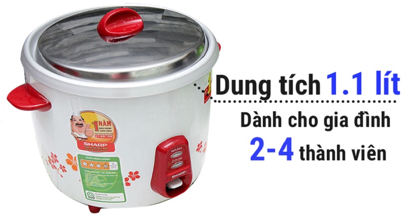 Nồi cơm điện nắp rời Sharp 1.1 lít KSH-311V