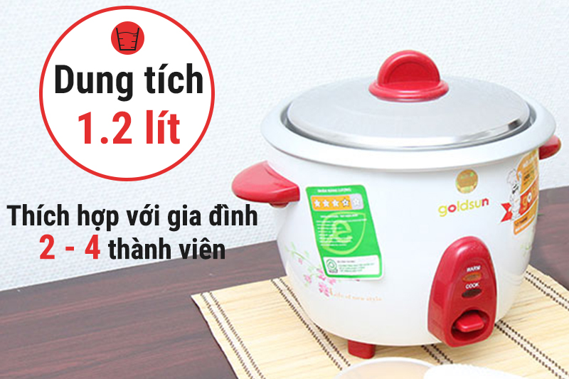 Nồi cơm điện nắp rời Goldsun 1.2 lít ARC-GDF12C1