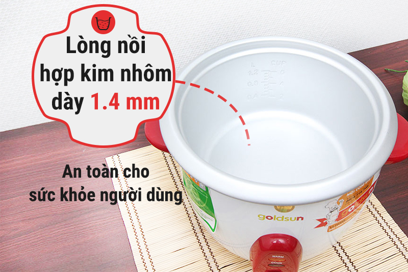 Nồi cơm điện nắp rời Goldsun 1.2 lít ARC-GDF12C1