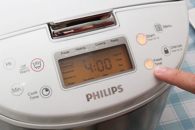 Nhấn Preset Timer để nấu cơm trước Nhấn Preset Timer để nấu cơm trước