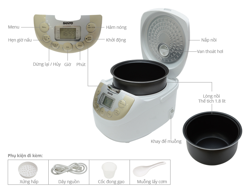 Nồi cơm điện Sanyo 1.8 lít ECJ-M200