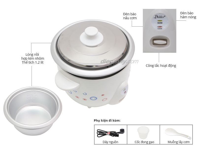 Nồi cơm điện Delites RC12R1 1,2 lít