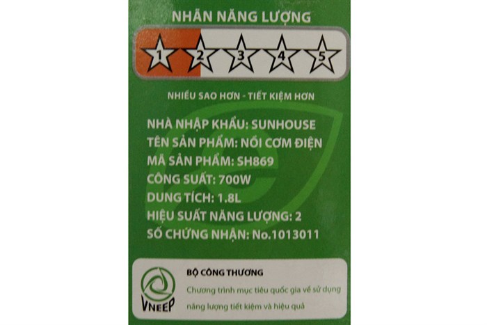 Nồi cơm điện Sunhouse 1.8 lít SH 869 Màu Trắng