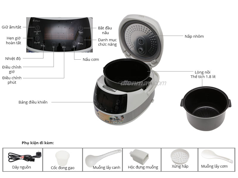 Nồi cơm điện tử Bluestone RCB-5968S 1.8 lít