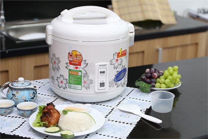 Nồi cơm điện Sharp 1.8 lít KS-182ETV Màu Trắng - Xanh