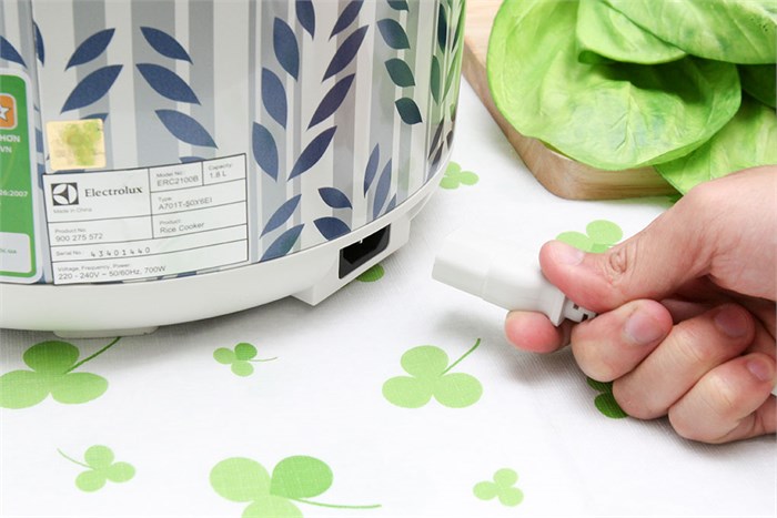 Nồi cơm nắp gài Electrolux 1.8 lít ERC2100B Màu Trắng - Xanh