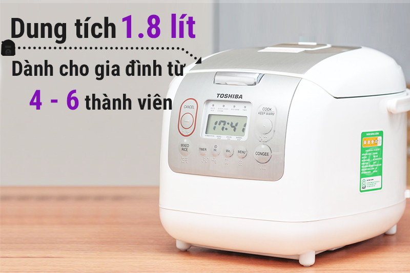 Nồi cơm điện tử Toshiba 1.8 lít RC-18NMF(WT)VN