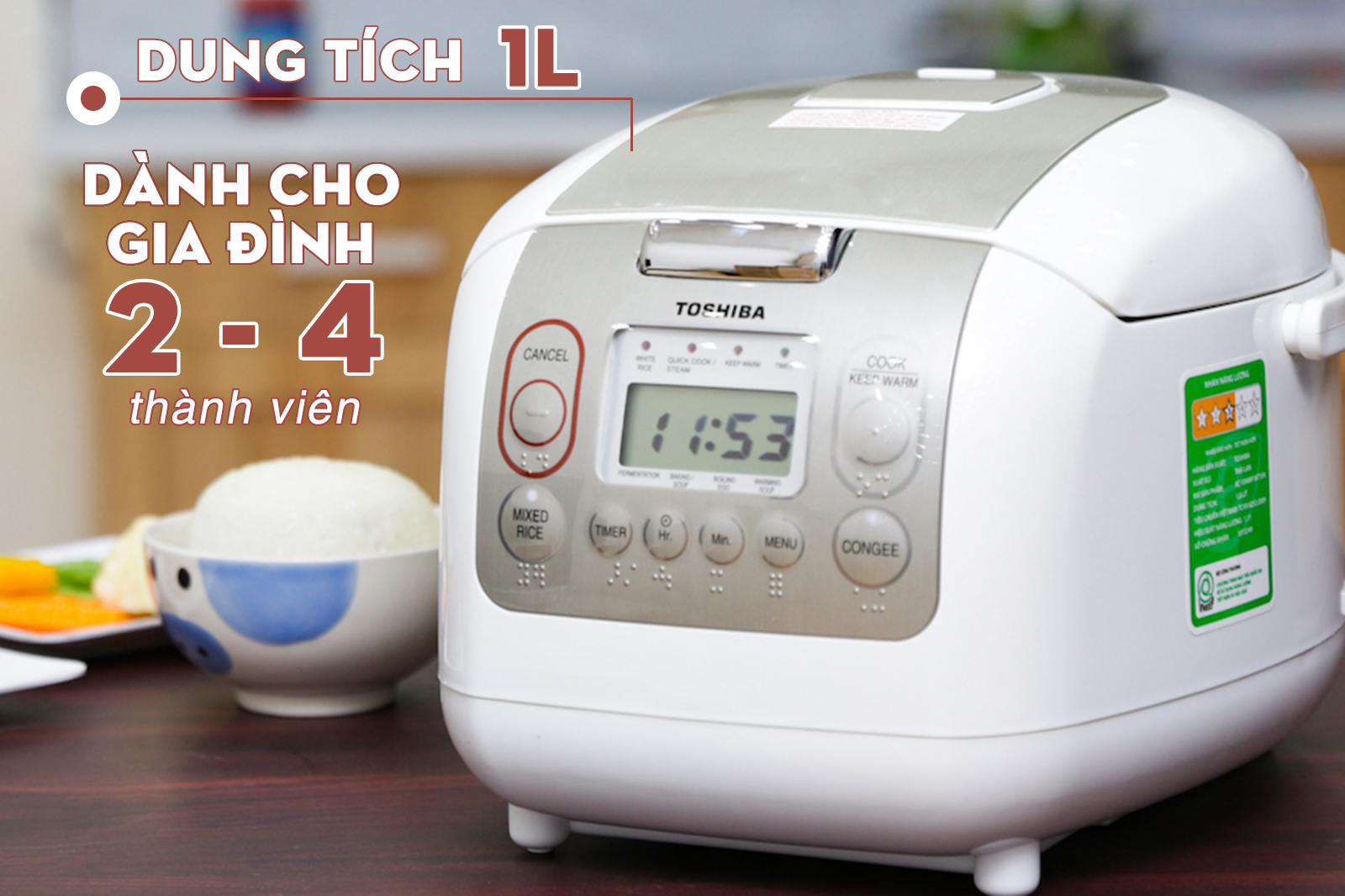 Nồi cơm điện tử ToshiBa 1 lít RC-10NMF(WT)VN