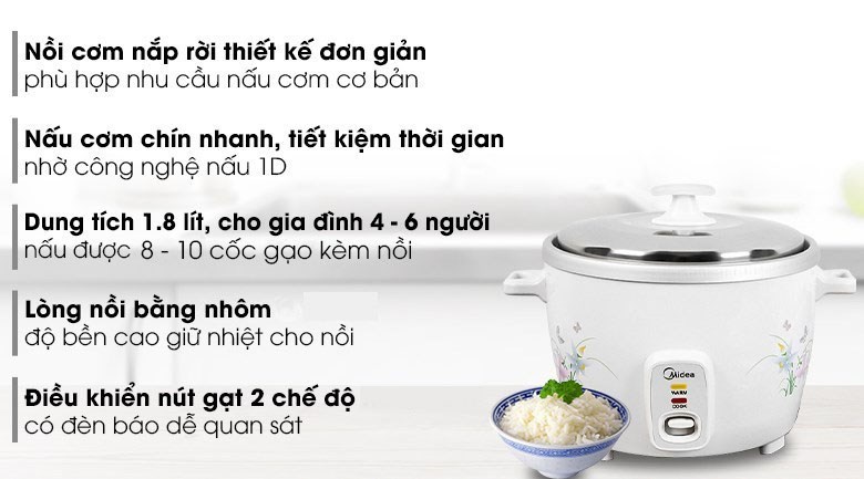 Nồi cơm điện Midea 1.8 lít MR-GM18SA