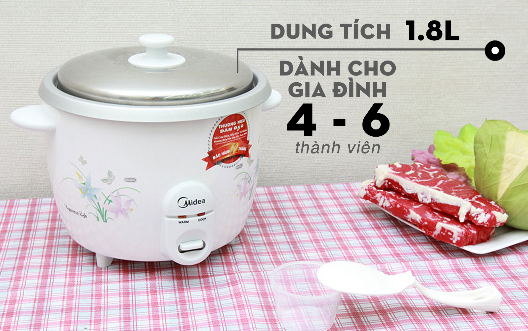 Nồi cơm điện nắp rời Midea 1.8 lít MR-GM18SA