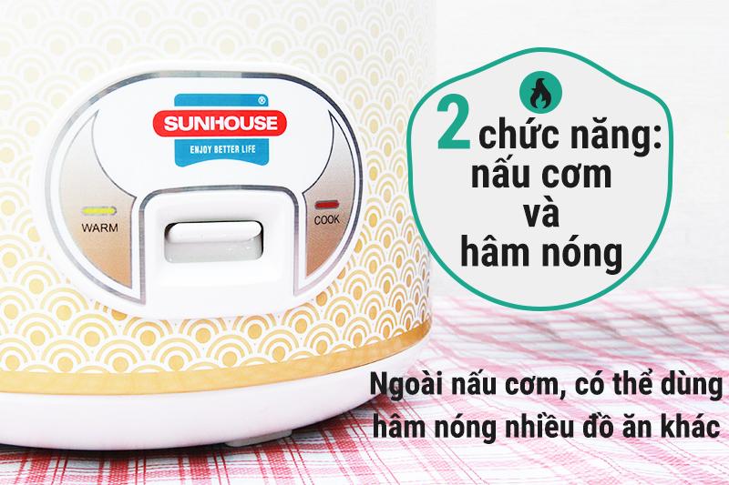 Nồi cơm điện nắp gài Sunhouse 2.8 lít SH 830 có 2 chức năng