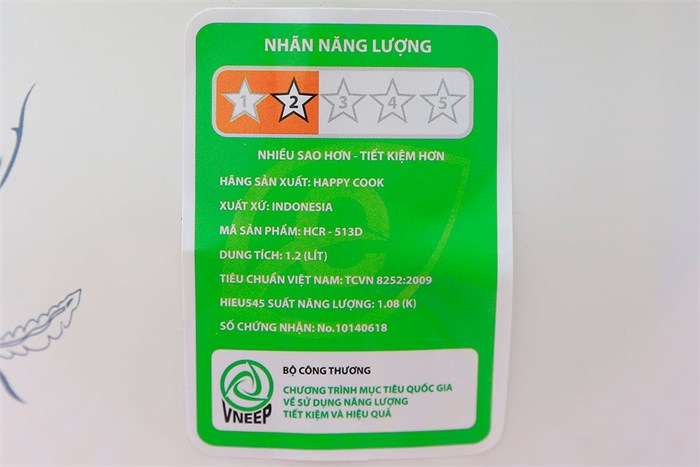 Nồi cơm điện Happycook 1.2 lít HCR-513D Màu Trắng - Xám