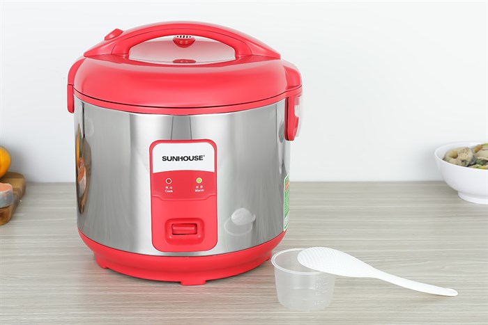 Nồi cơm nắp gài Sunhouse 1.8 lít SHD 18S Màu Xám - Đỏ