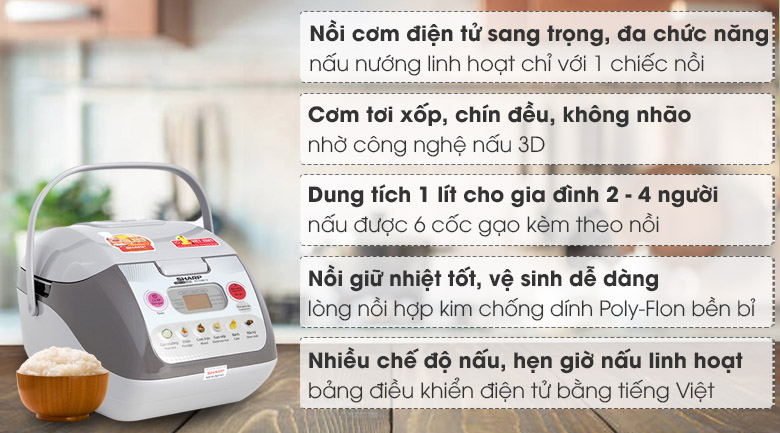 Nồi cơm điện tử Sharp 1.0 lít KS-COM11V