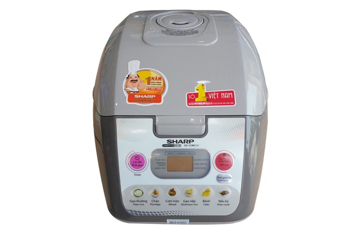 Nồi cơm điện tử Sharp 1.0 lít KS-COM11V Màu Trắng - Xám