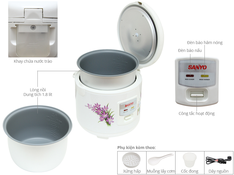 Nồi cơm điện Sanyo 1.8 lít ECJ-SP18A