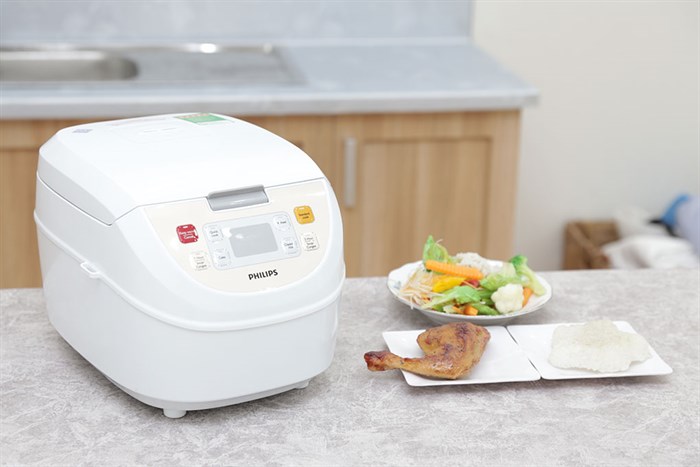 Nồi cơm điện tử Philips 1.8 lít HD3130 Màu Trắng - vàng đồng