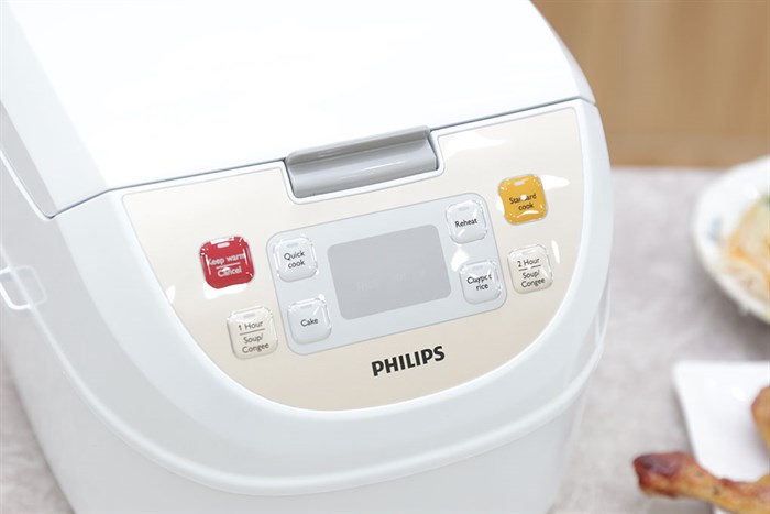 Nồi cơm điện tử Philips 1.8 lít HD3130 Màu Trắng - vàng đồng