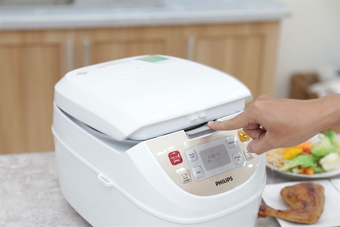 Nồi cơm điện tử Philips 1.8 lít HD3130 Màu Trắng - vàng đồng