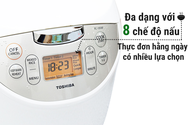 Nồi cơm điện tử Toshiba 1.8 lít RC-18NAF(W)VN