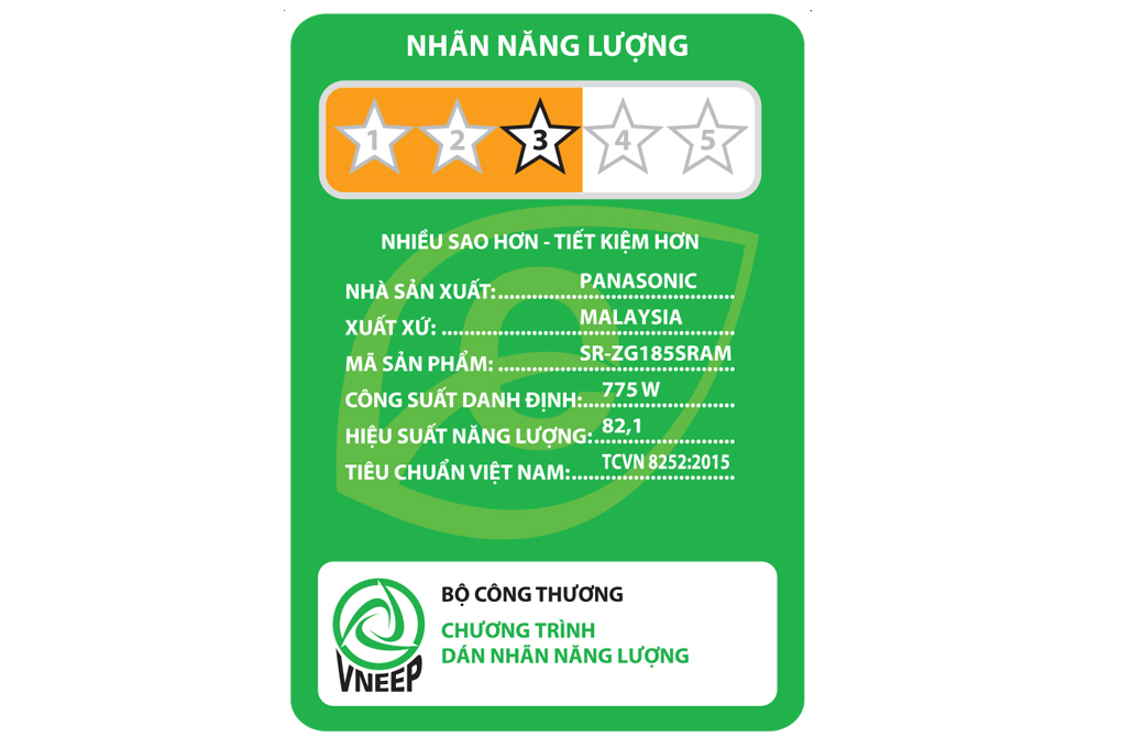 Nồi cơm điện tử Panasonic 1.8 lít SR-ZG185SRAM Màu Trắng