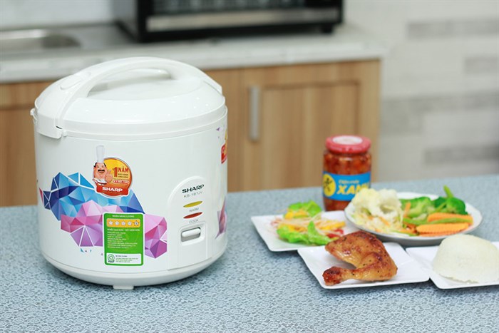 Nồi cơm nắp gài Sharp 1.8 lít KS-18TJV Màu Trắng - Tím