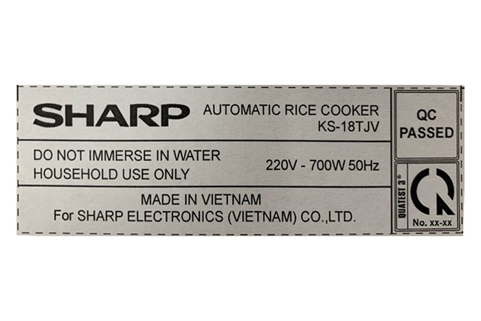 Nồi cơm nắp gài Sharp 1.8 lít KS-18TJV Màu Trắng - Tím