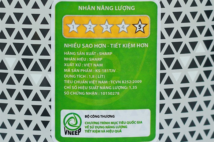 Nồi cơm điện Sharp 1.8 lít KS-181TJV Màu Trắng