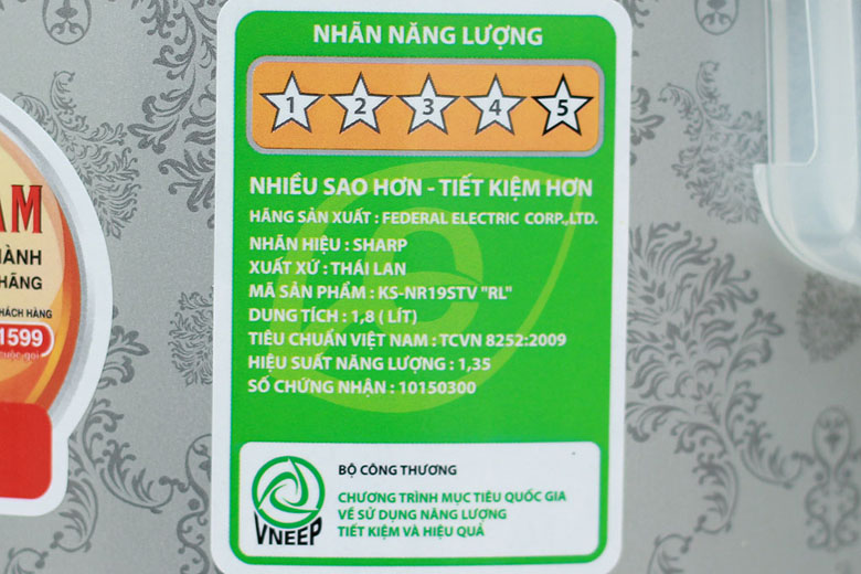 Nồi cơm điện nắp gài Sharp 1.8 lít KS-NR19STV