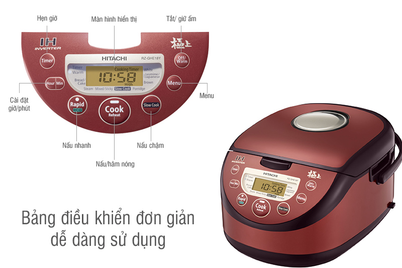 Bảng điều khiển Nồi cơm điện tử cao tần Hitachi RZ-GHE18YN