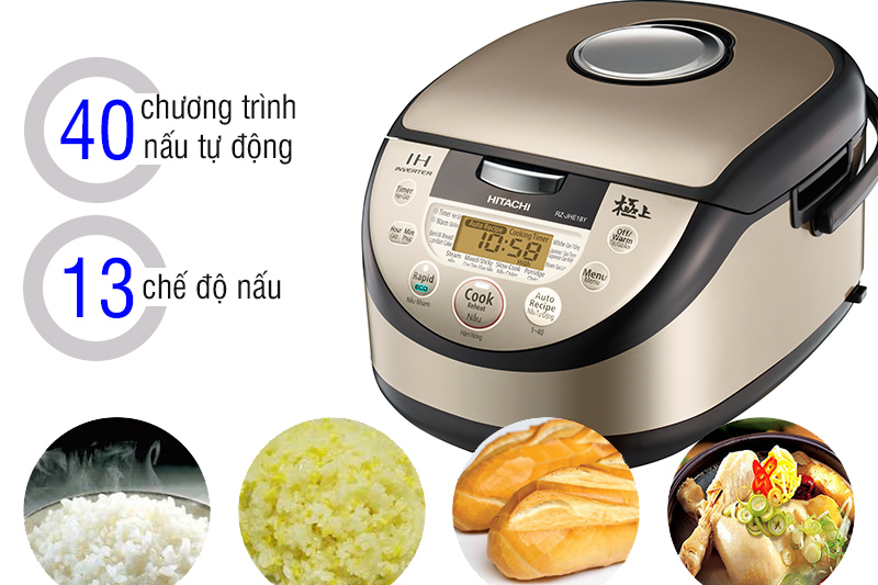 nồi cơm điện tử cao tần Hitachi RZ-JHE18N có 40 chương trình nấu