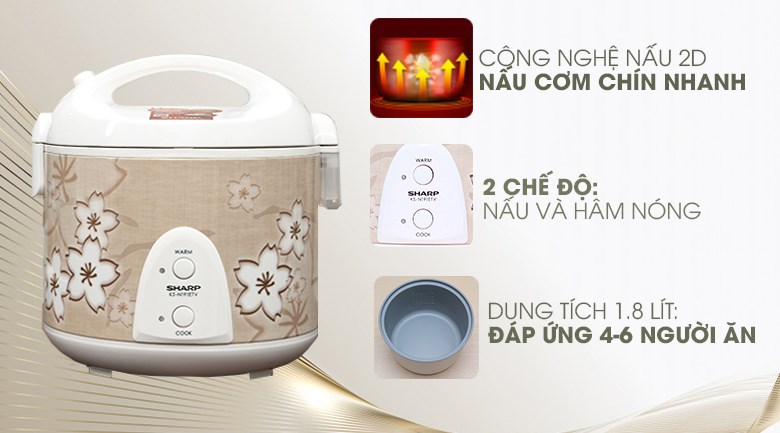 Nồi cơm điện Sharp 1.8 lít KS-N191ETV