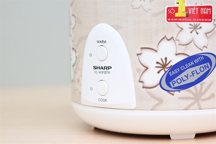 Nồi cơm nắp gài Sharp 1.8 lít KS-N191ETV Màu Nâu nhạt